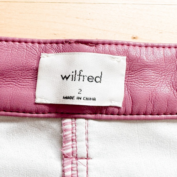 Aritzia Wilfred Melina Faux Vegan Leather High Rise Summer Fall Chic Pants Pink - Picture 9 of 14